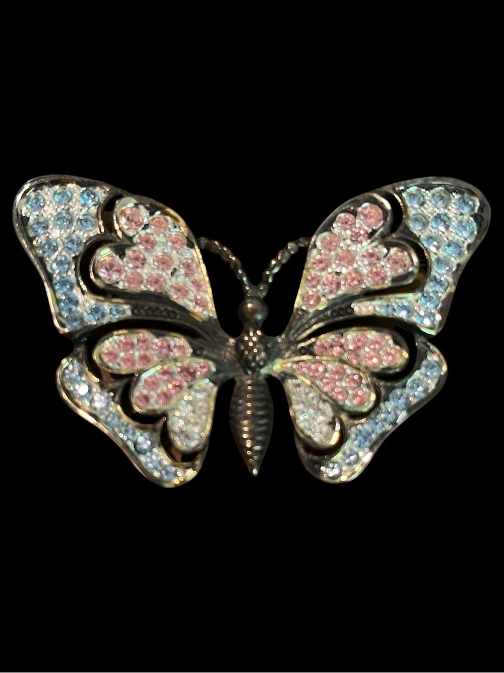 Vintage Signed Jackie Orr Butterfly Rhinestone Brooch